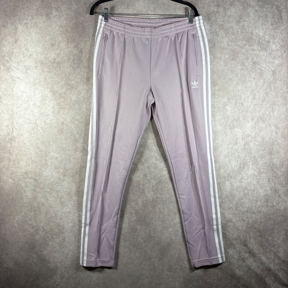 Adidas Track Pants Womens Medium Purple Soft Vision 3-Stripes Active Street NEW